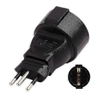 Swiss 3-Pin Round Male to EU 2-Pin Female Power Adapter, 16A 250V, Flame Retardant PVC, Travel Conversion Plug for Home and Travel