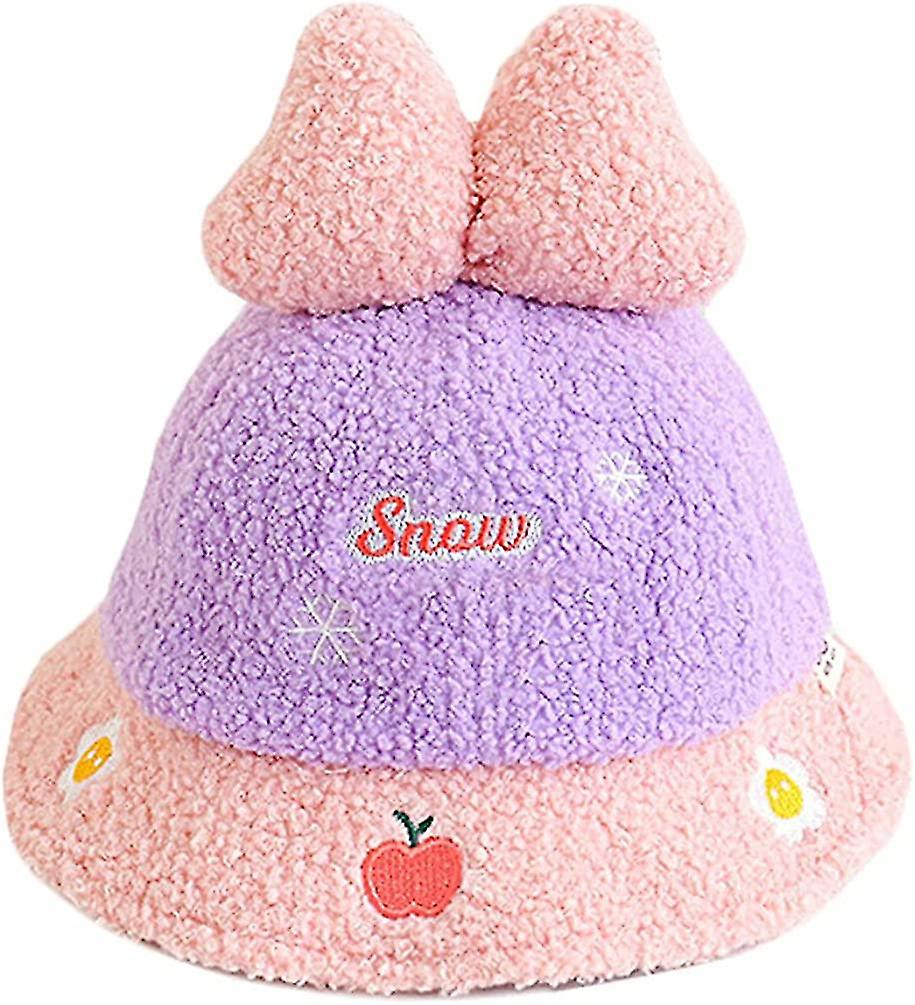 Fisherman Cap Fuzzy Purple Bucket Hat 2-6 Years Girls Hat Furry