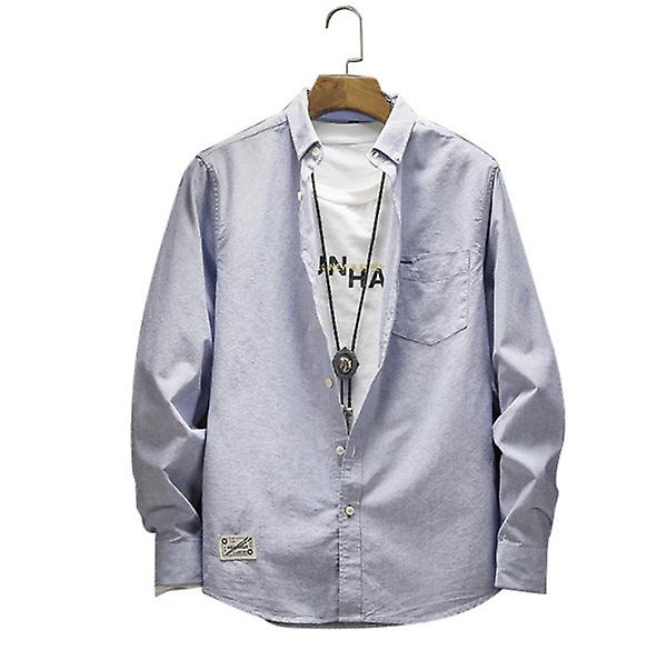 الربيع والخريف العلامة التجارية الجديدة للرجال القطن أكسفورد قميص بأكمام طويلة أزياء فضفاضة عارضة الصلبة اللون قميص