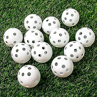 12pcs Practice Golf Balls Flight Golf Balls Hollow Plastic Golf Training Balls Airflow Golf Balls For Swing Practice Driving Range Home Use Indoor 12