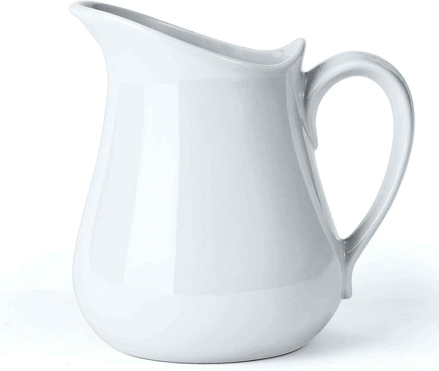 Porcelain Milk Creamer Pitcher With Handle, 17 Ounce White Porcelain Creamer Pitcher For Coffee And Tea