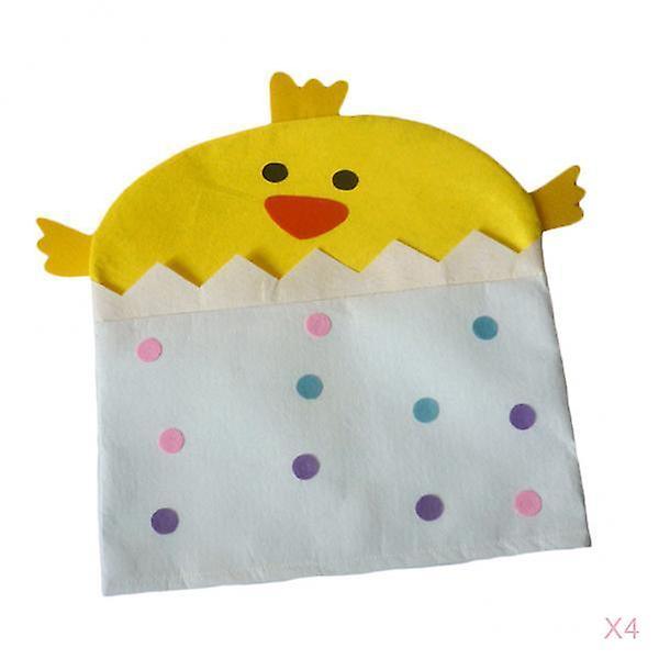 4pcs Decorative Chair Back Cover for Easter Yellow Chick
