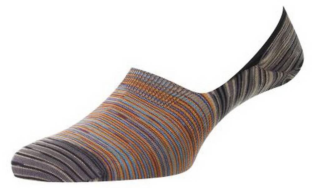 Pantherella Salvador Space Dye Block Organic Cotton Socks - Rust Multi/Orange