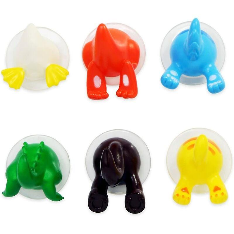 6 Pack Animal Tail Rubber Suction Cup Hooks
