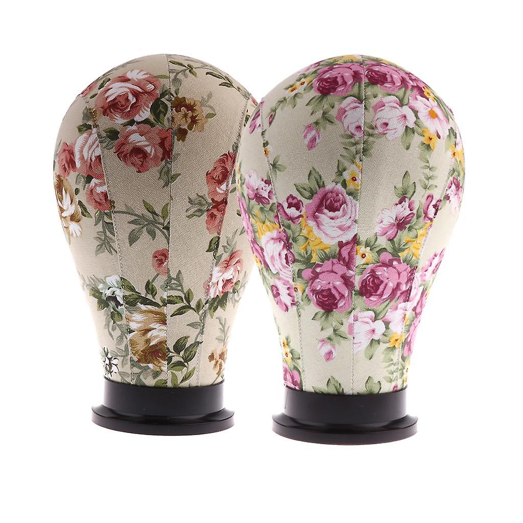 2Pieces Mannequin Model Cork Head Canvas Block Wig Making Display Holder 24"