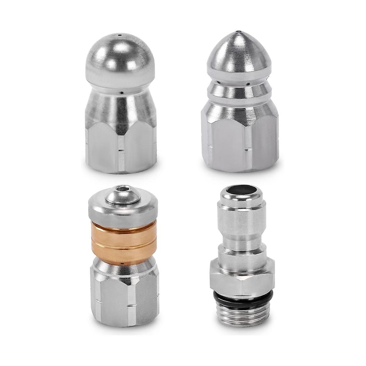 Sewer Jetter Nozzle for Pressure Washer,Drain Cleaning Tips,Rotating Button Nose with 1/4 inch Quic