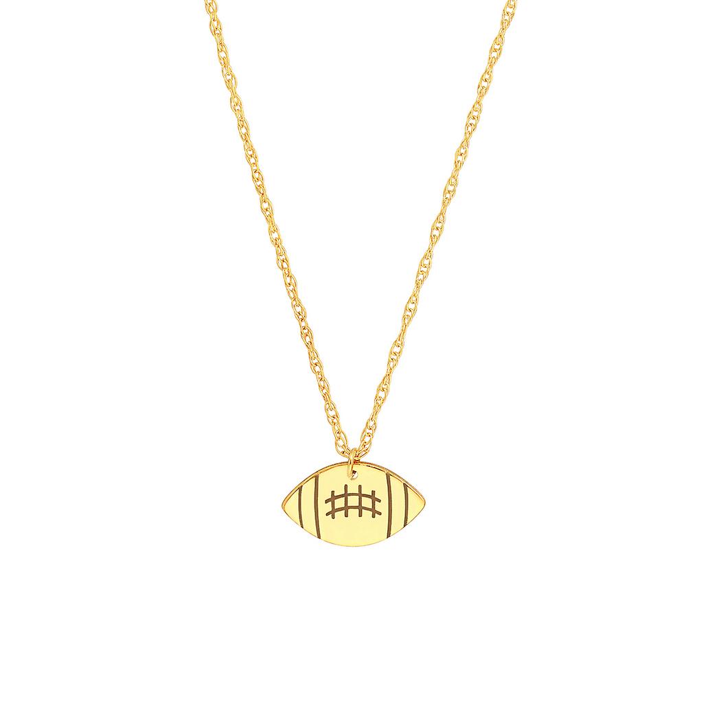 Collier ajustable Mini Football en or jaune 14 carats avec chaîne de corde Collier chaîne-chaîne de 18 pouces pour femmes et hommes