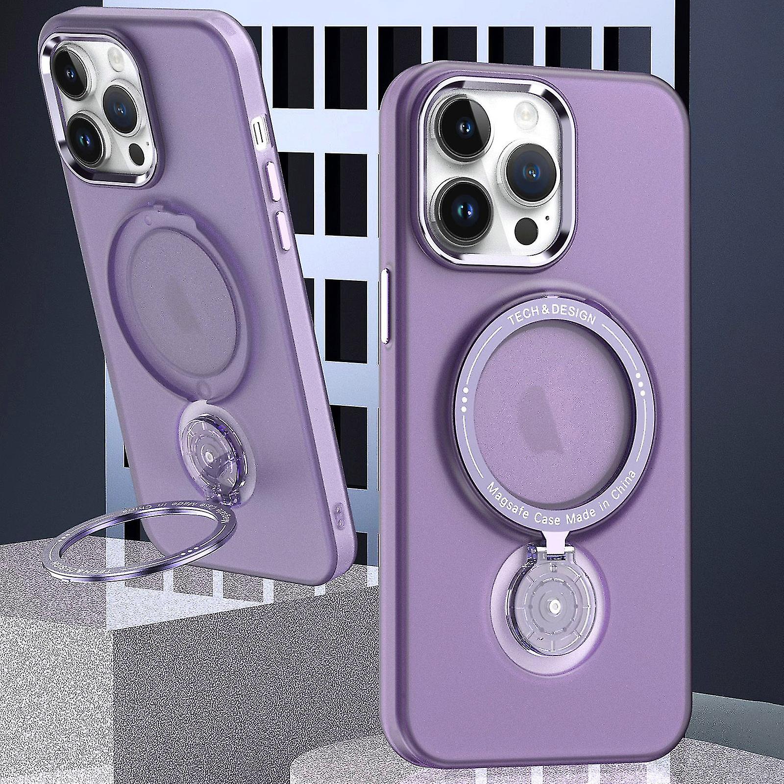 Magnetic Clear Case Compatible With Iphone 14 Pro Max, Hard Pc Shockproof Cover With Invisible Kickstan