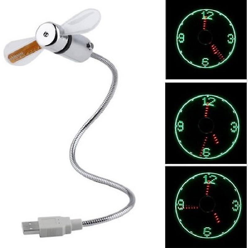 Usb Fan Connect Phodurable Adjustable Mini Flexible Fan Led Light Usb Port Time Clock Desktop Clock Cool Gadget Time Display