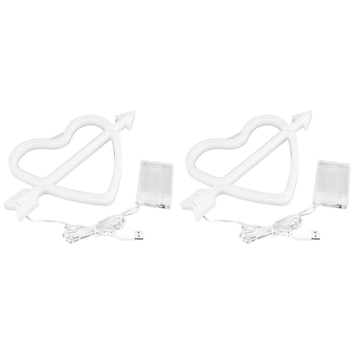 2 Pcs Love Shaped Neon Lamp Led Modelling Light For Home Party Decor (colorful)