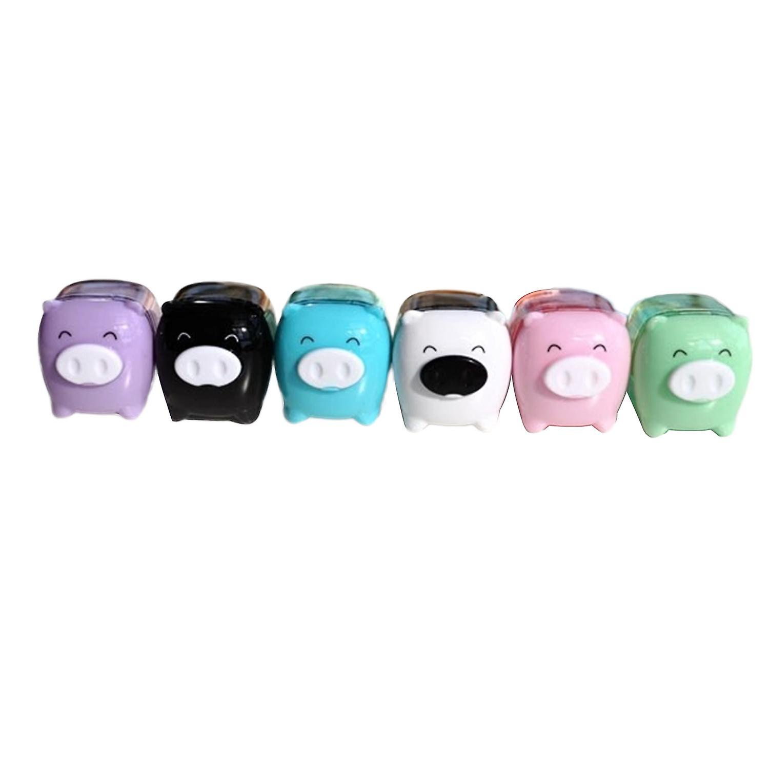 5 x Manual Pencil Sharpener Pig Shaped Plastic Waste Storage Convenient Pencil Curler for Desktop