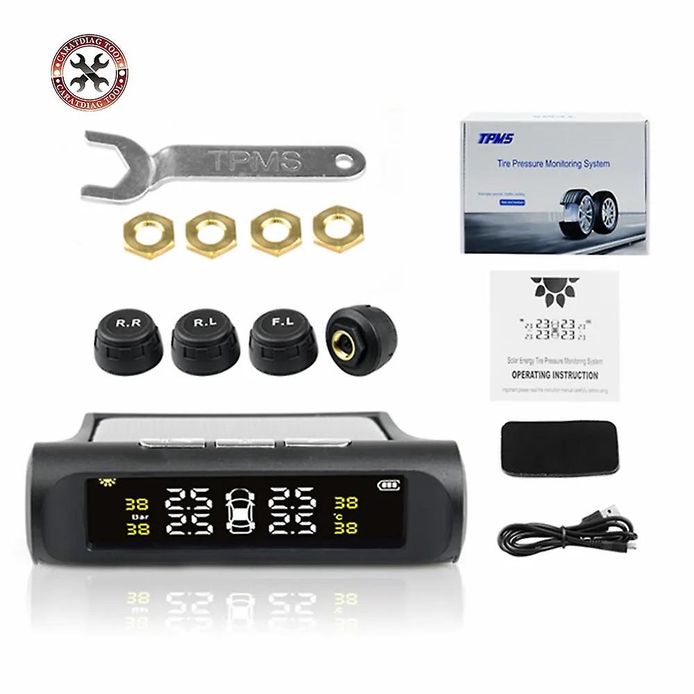 2017 Newest Tpms Lcd Display Car Wireless Tire Tyre Pressure Monitoring System 4 External Sensors For Cars Solar Power D10