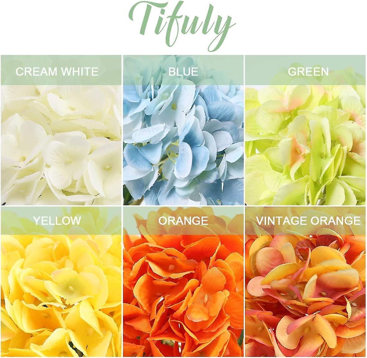 Artificial Hydrangea Flower, 5 PCS Single Long Silk Stem 6.3 Inch Head Hydrangea Bouquets for Weddin