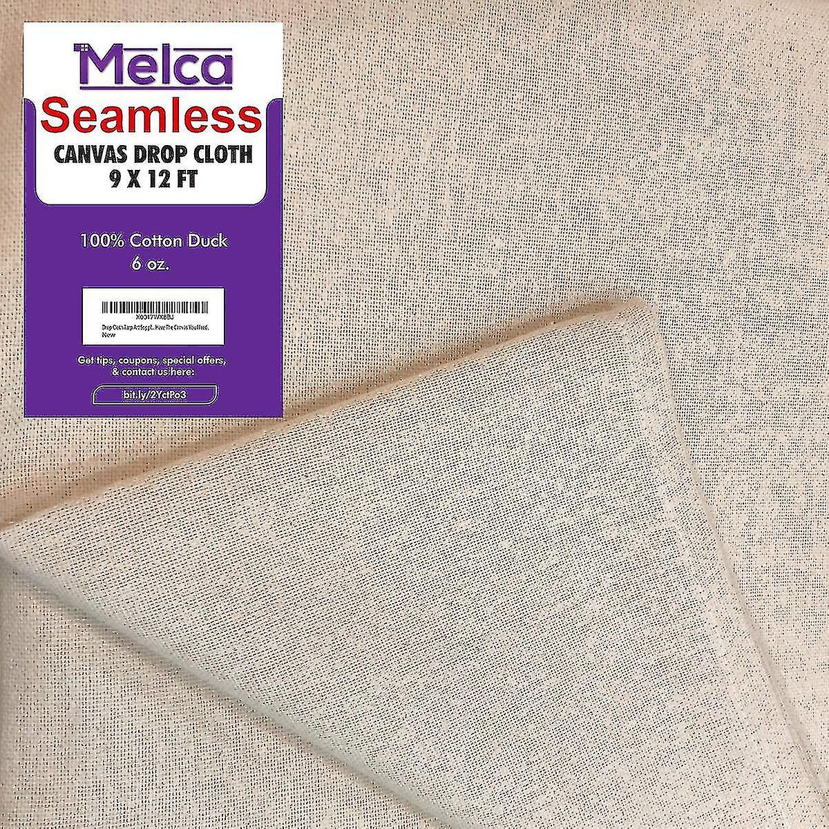 Drop Cloth Tarp Art Supplies - Taille finie 9x12, 100% coton, coutures uniquement sur les bords, nouveau tissu non marqué, tissu de canard en coton - Soyez confiant que vous avez