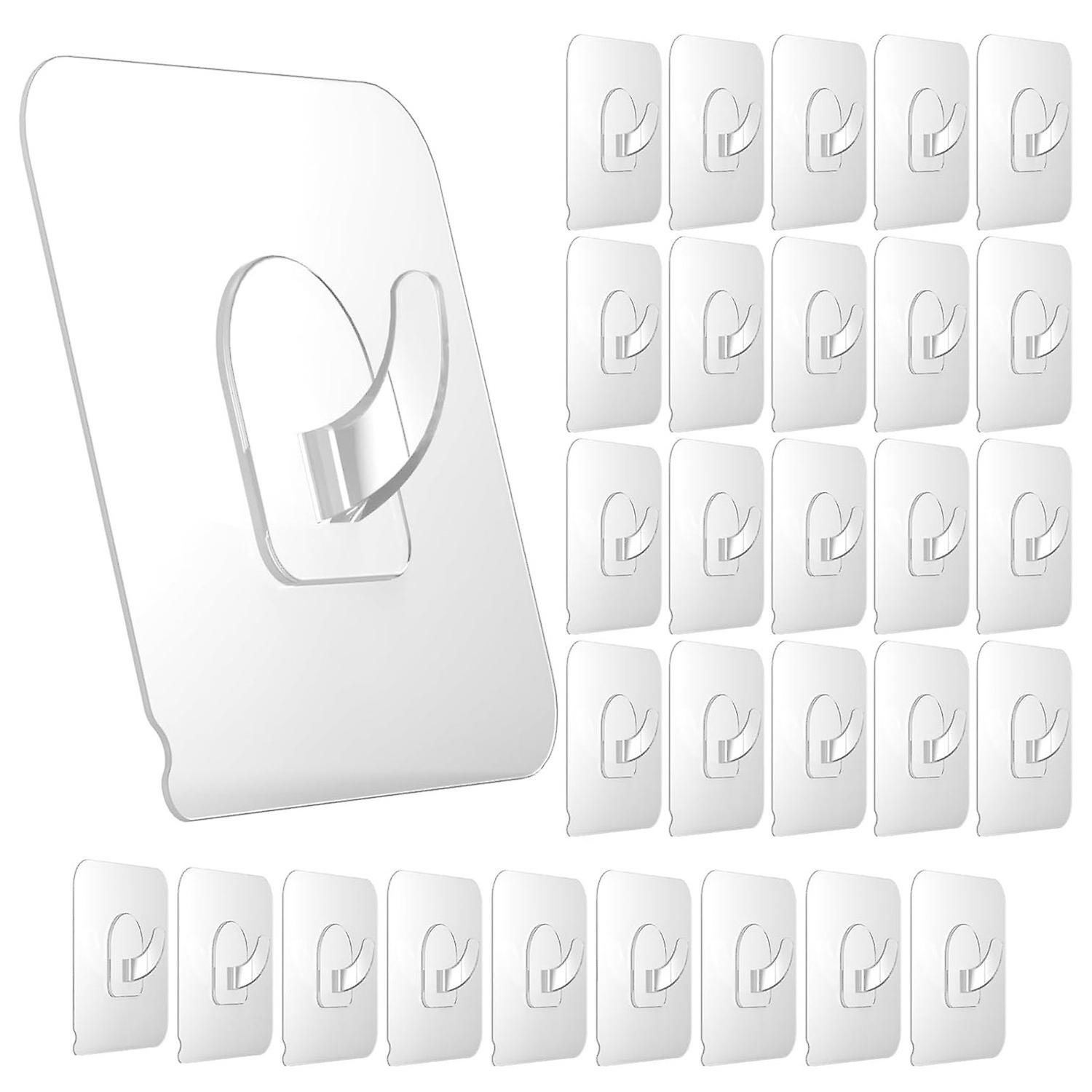 30Pcs Clear Adhesive Hooks Strong Load-bearing Simple Installation Multi-purpose Convenient Home