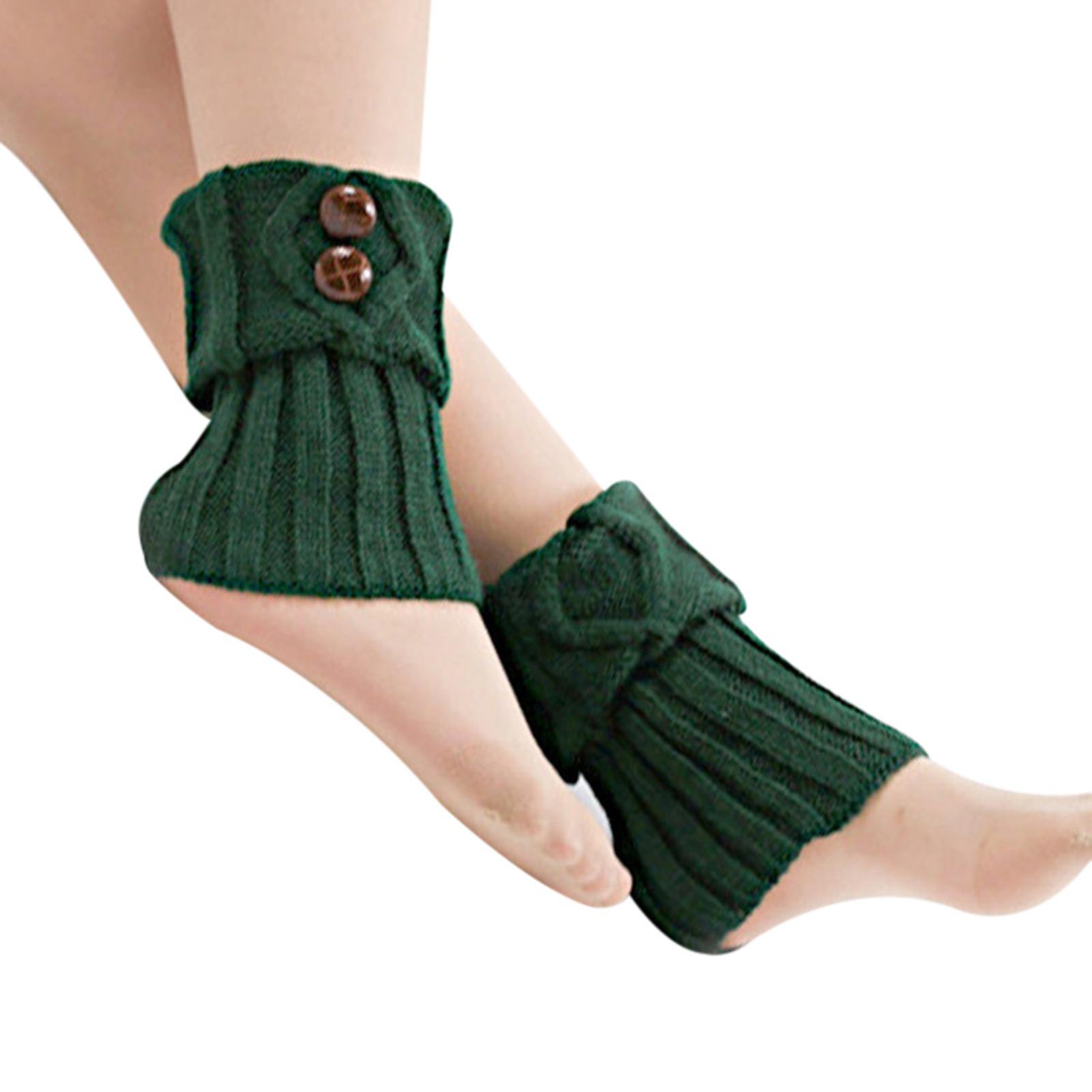 Varm Vändknapp Strumpor Kvinnor Tjej Stickat Ankelskydd Strumpor Ben Varmare