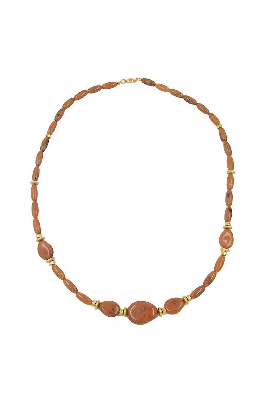 Necklace Beads Brown Marbled - Gl05878