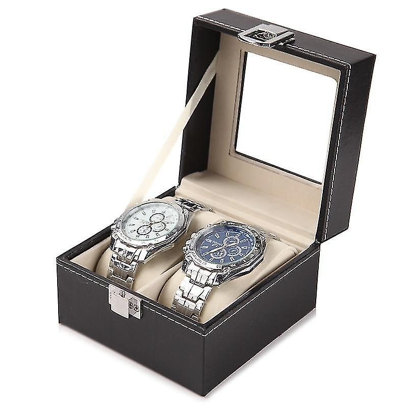 2 Slots Leather Watch Storage Box Organizer Mechanical Mens Watch Display Holder