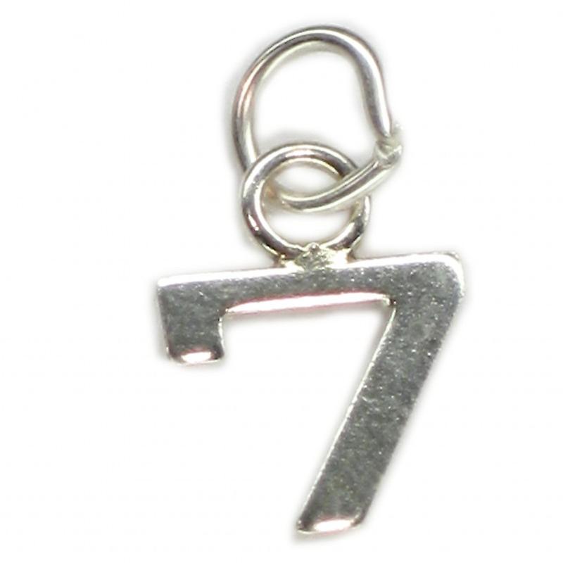 Number 7 Tiny Sterling Silver Charm .925 X 1 Numbers Seven