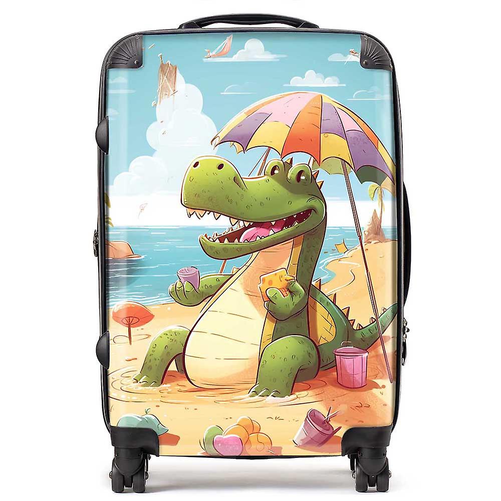 A Crocodile On A Beach Holiday Suitcase