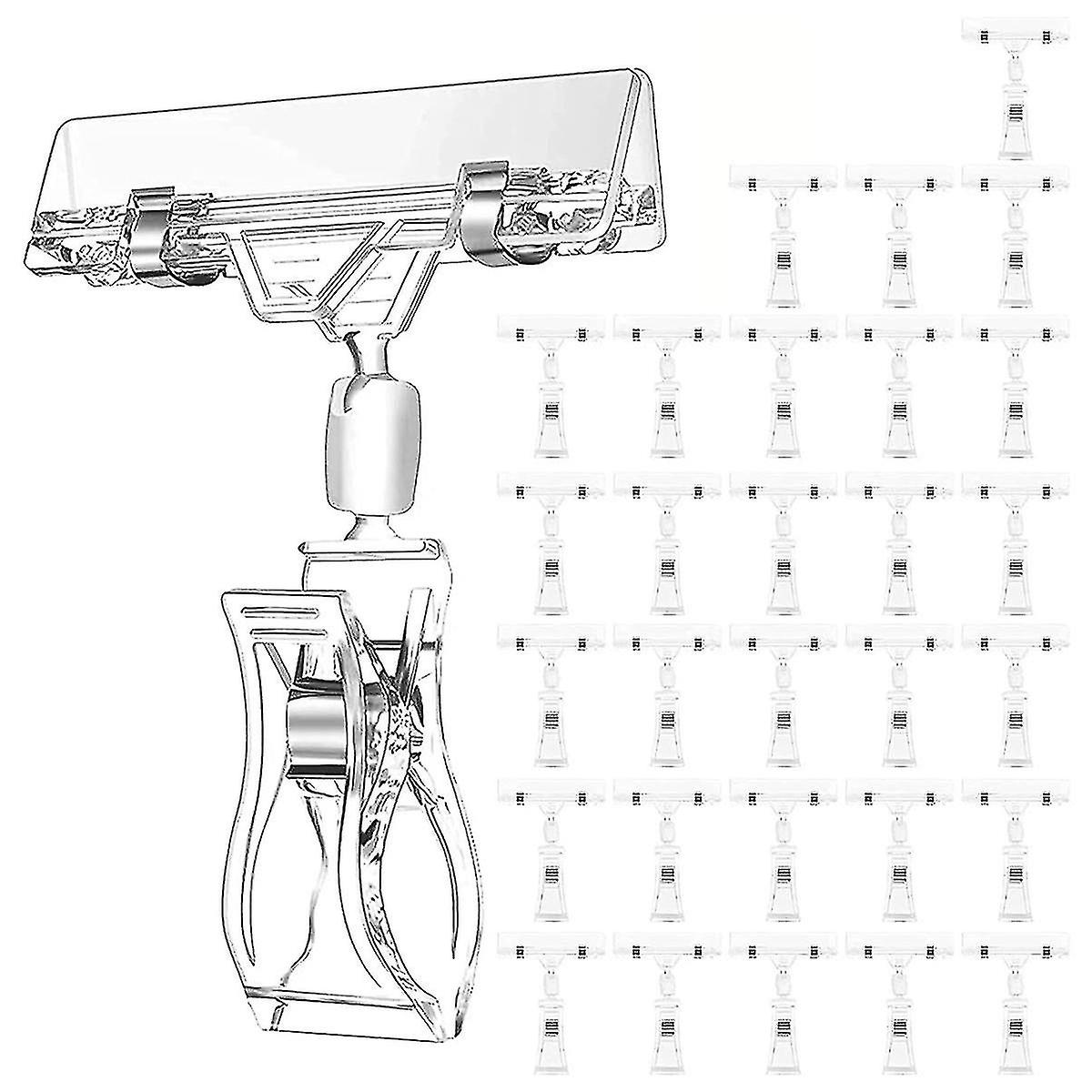 30 قطعة حاملي الملصقات تسجيل كليب ، مقاطع تسجيل بلاستيكية واضحة قابلة للتدوير ، مشبك عرض علامة البضائع ، -XinHan
