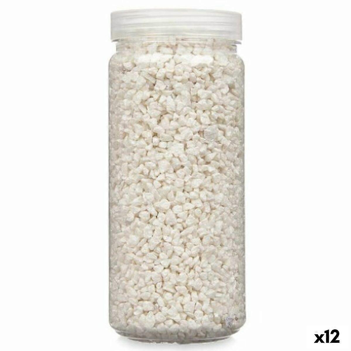 Decorative Stones Gift Decor White 2 - 5 mm 700 g 6,5 x 15,5 x 6,5 cm 6,2 x 15,3 x 6,2 cm 6,5 x 15,8 x 6,5 cm (12 Units)