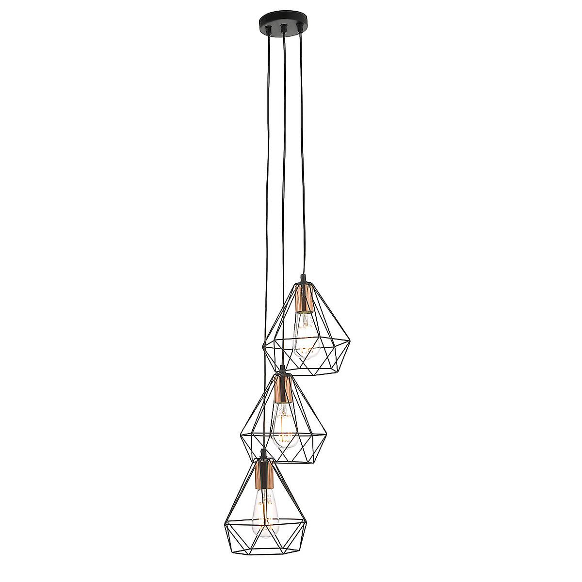 Deyon Cluster Pendant Light Black & Copper, 3x E27