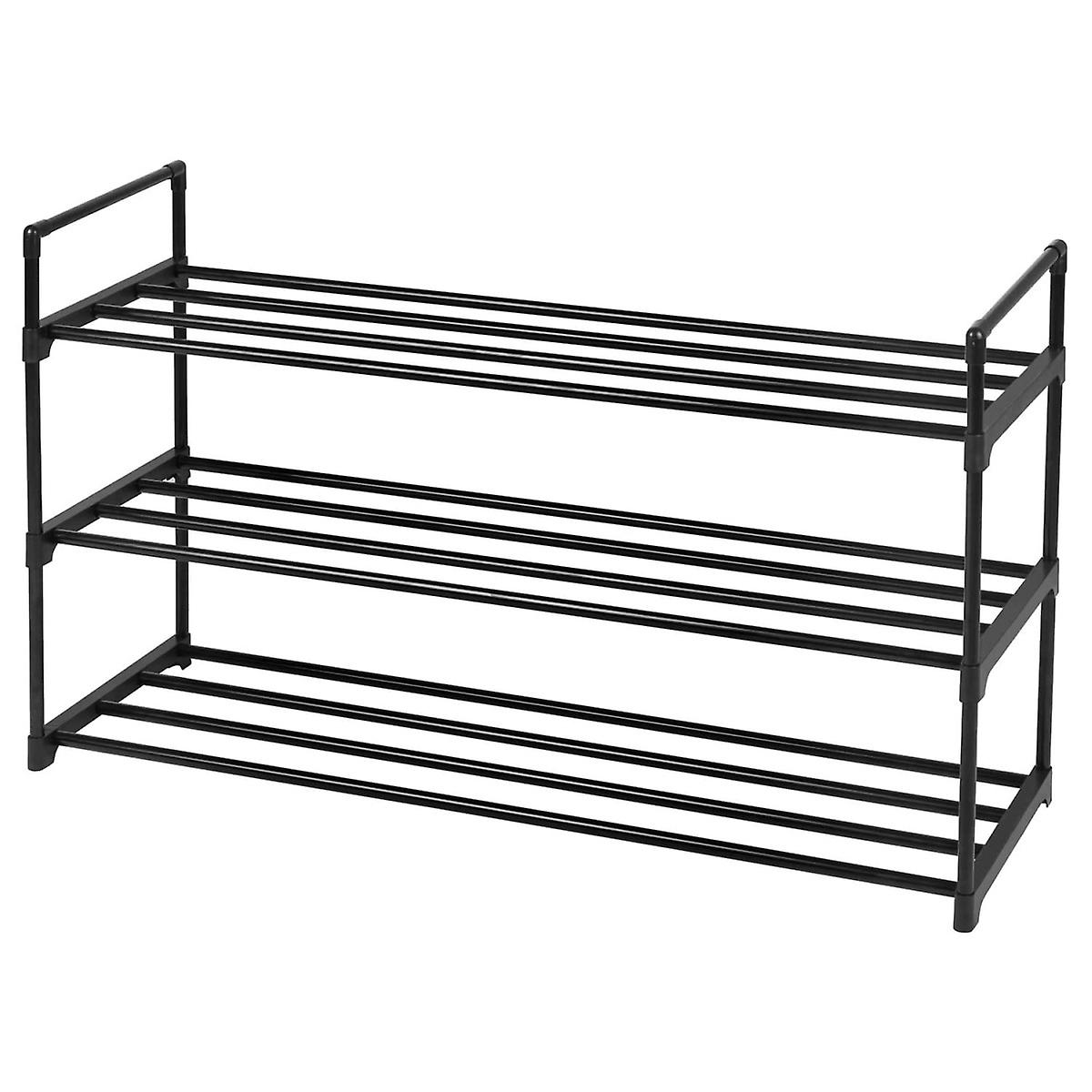 Black shoe rack cabinet with 3 shelves