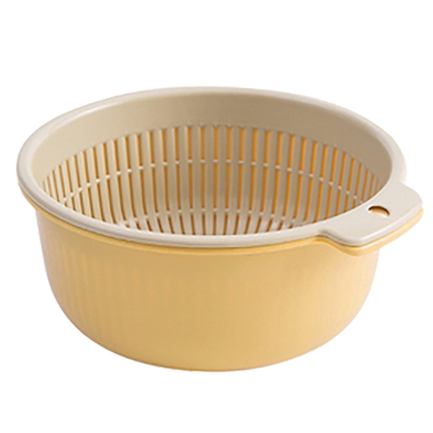1 Set 2-In-1 Washing Strainer Bowl Separation Design PP Vegetable Cleaning Rice Strainer Kitchen Ass