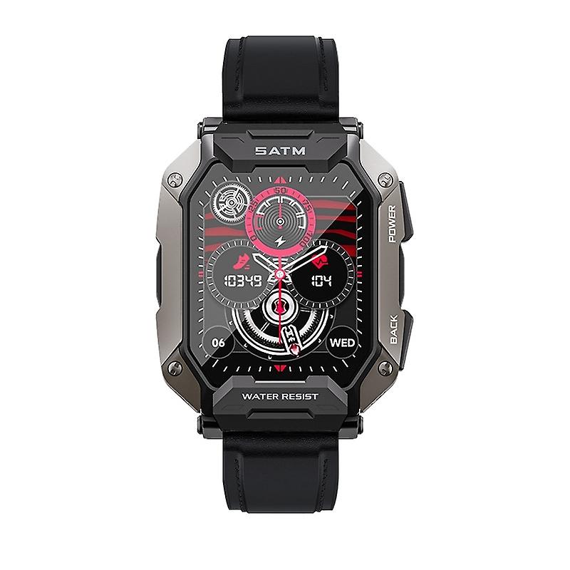 C20Plus Bluetooth Call Smart Watch Black Leather