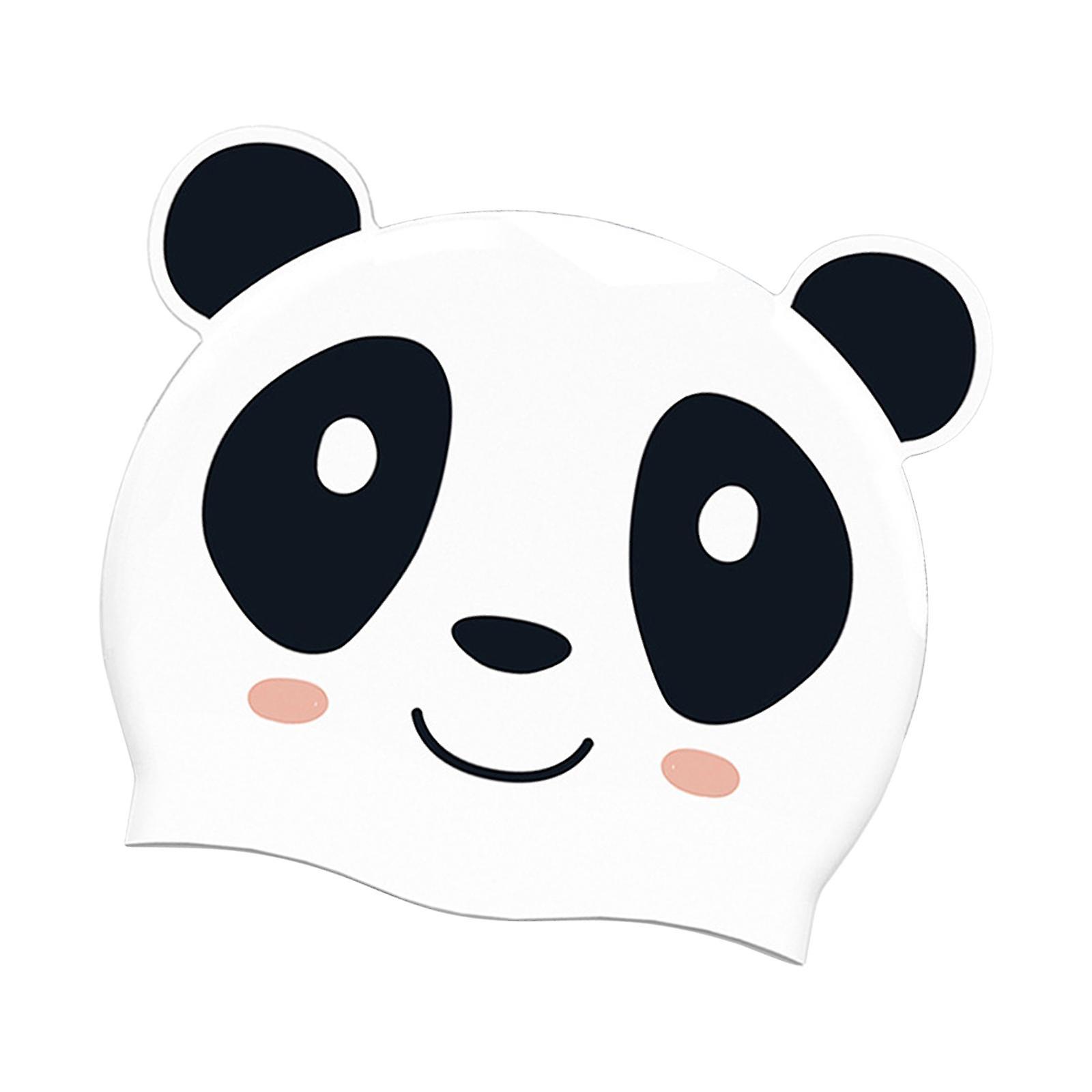 Kinder Badehut Badekappe Wassersport Elastisch Flexible Erwachsene Duschhaube weiß und panda