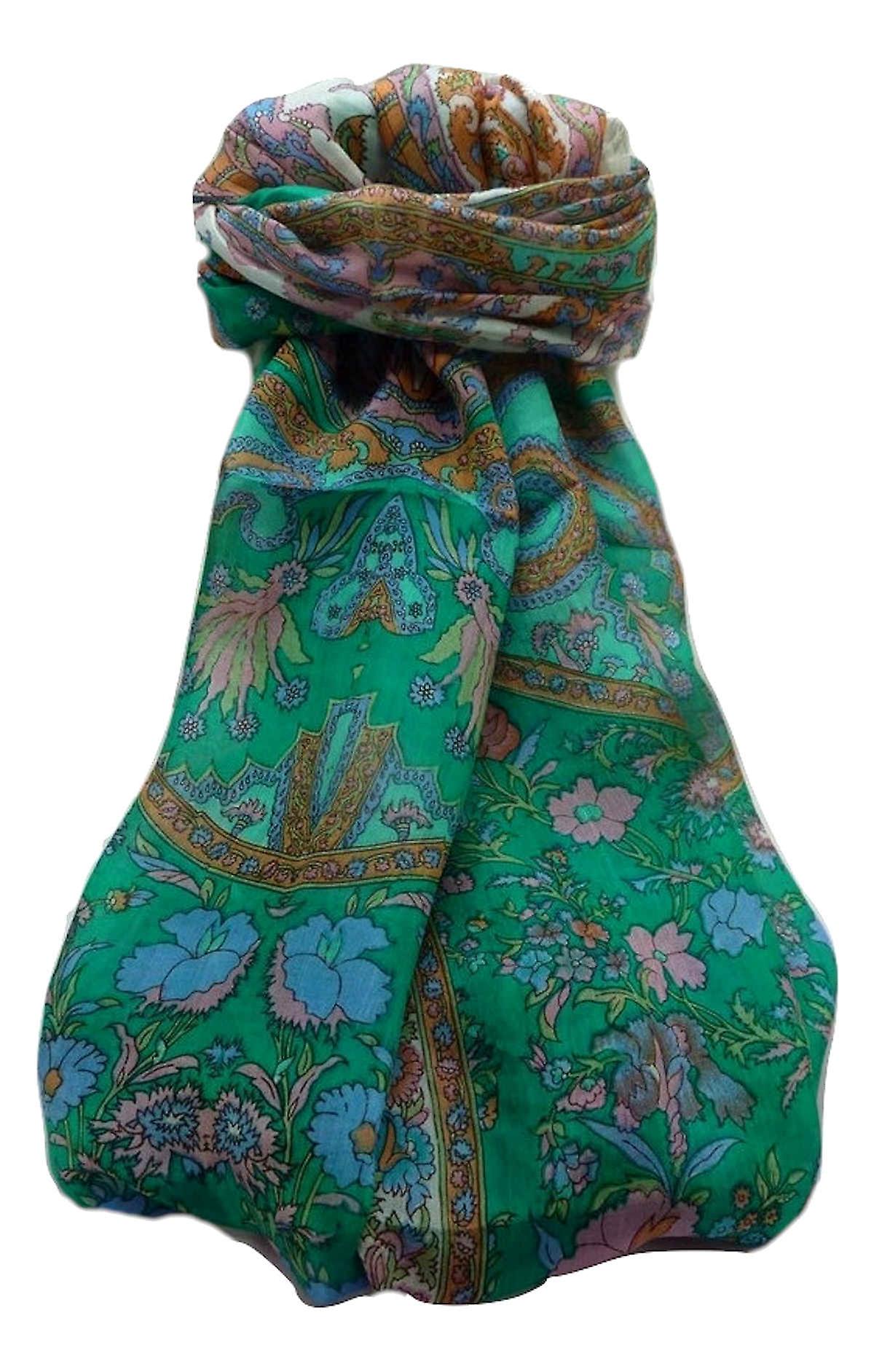 桑蚕丝传统长围巾 Khattar 祖母绿 by Pashmina &; Silk