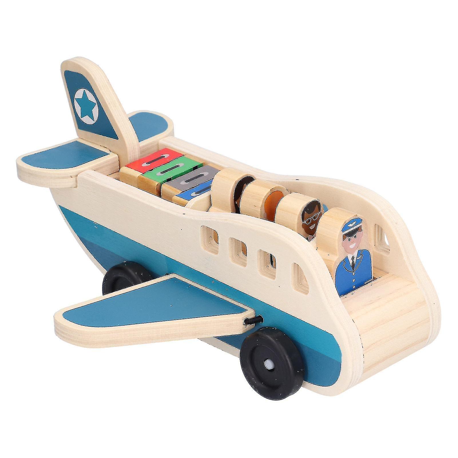 Ensemble de jeu d'avion en bois pour tout-petits, jouet éducatif pour passagers, modèle d'avion D
