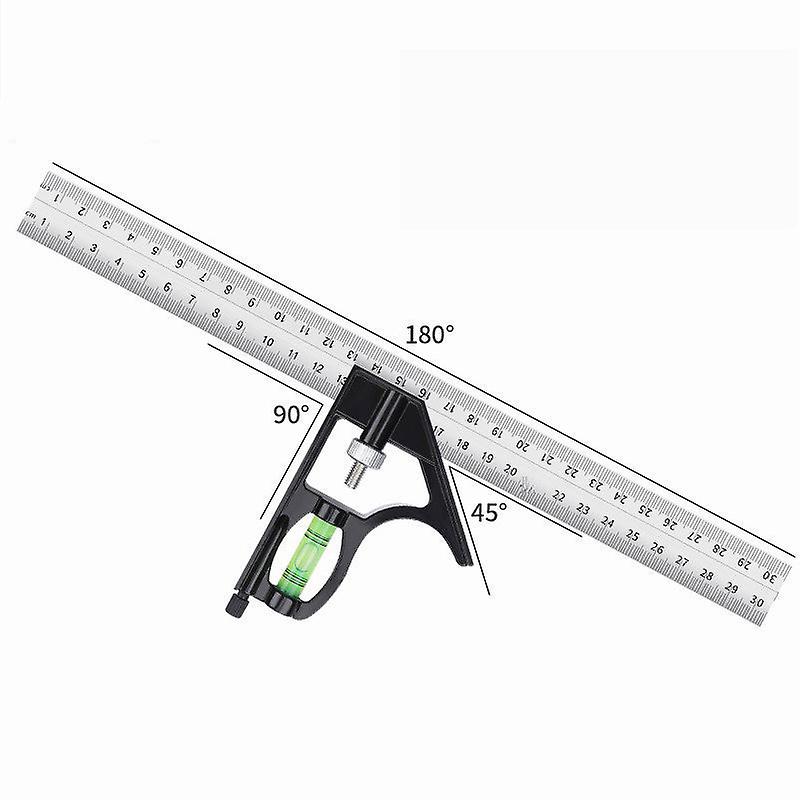 12" Professional Resolution Adjustable Stainless Steel Angle Combination Square Ruler