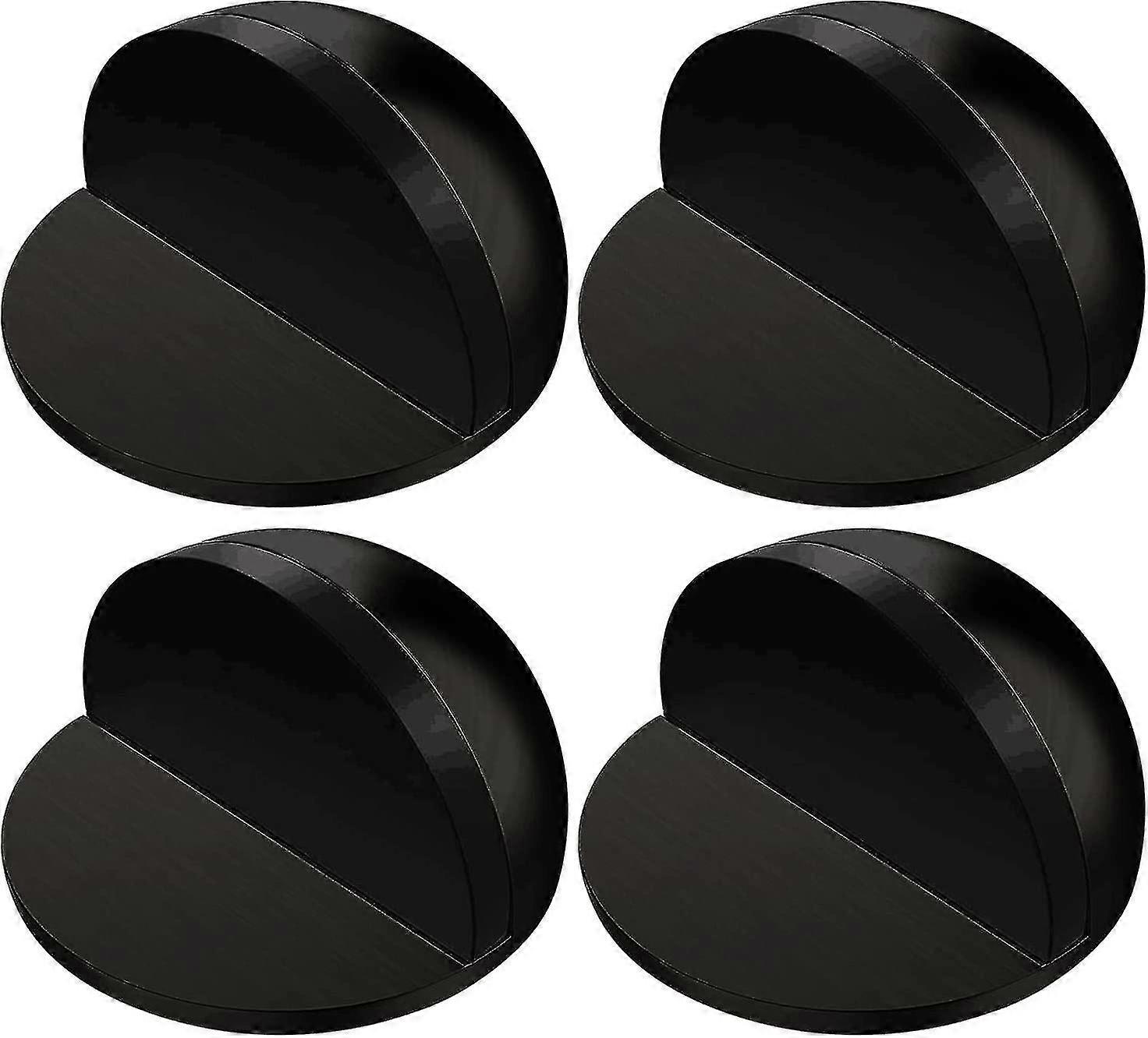 4 قطع الفولاذ المقاوم للصدأ الطابق الباب سدادة البيضاوي لاصق الباب وقف مع منصات لاصقة لا حاجة للحفر ، أسود