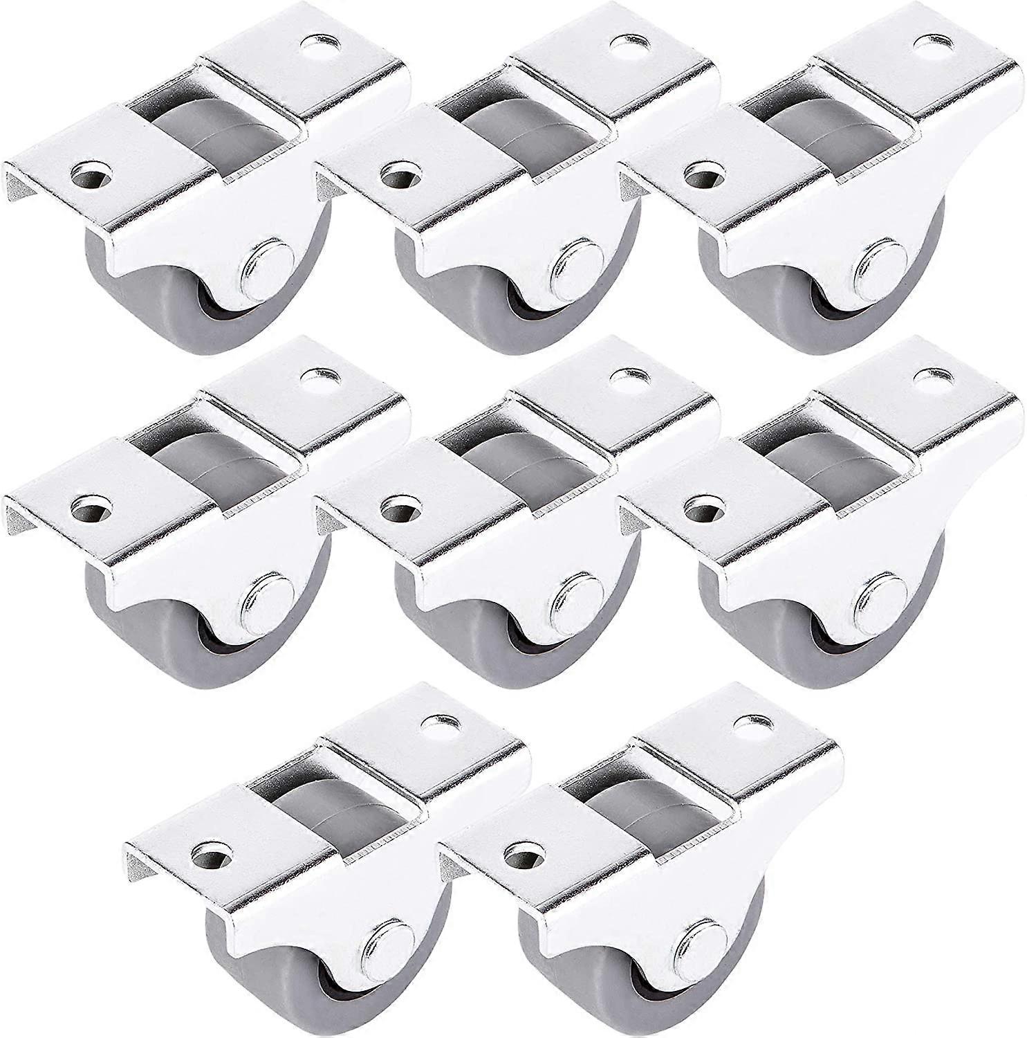 Set of 25mm Rubber and Plastic Mini Castors Fixed in - Pack of 8