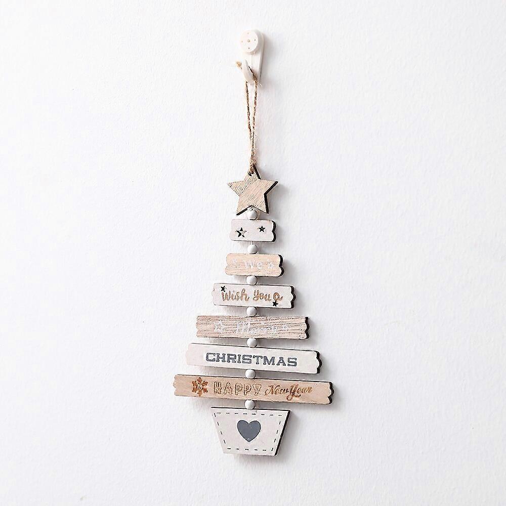 Wooden Painted Pendant Wish You Merry Christmas Christmas Hanging Ornament Decoration for Home New Year Gifts Wood Craft Navidad