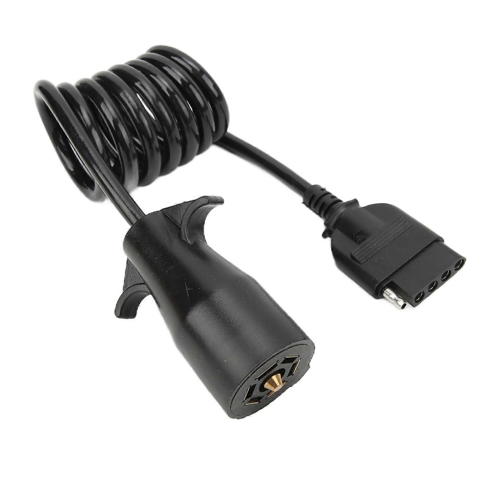 7 Way Round to 5 Way Pin Flat Spiral Trailer Connector Adapter Plug Brass Terminal Wiring Adapter for Boat Trailers