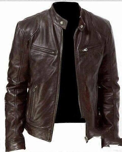 Nahkatakki Pu-nahkaisella pystykauluksella