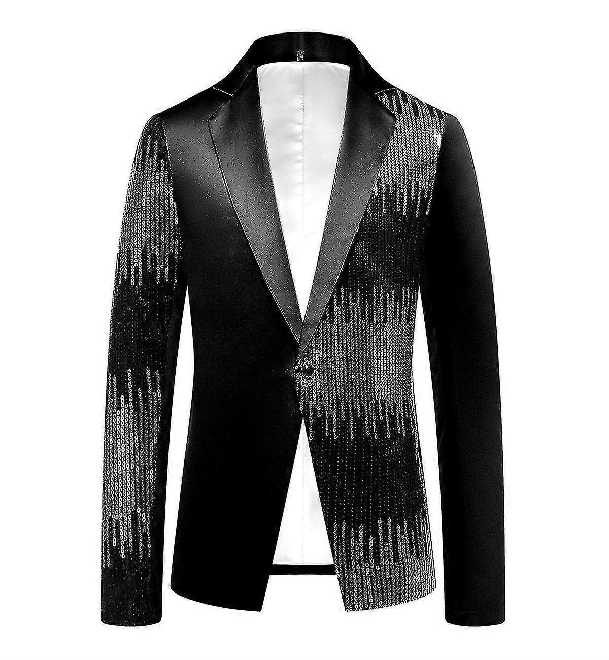 Men's Shiny Sequin Blazer Blazer Jacket One Button
