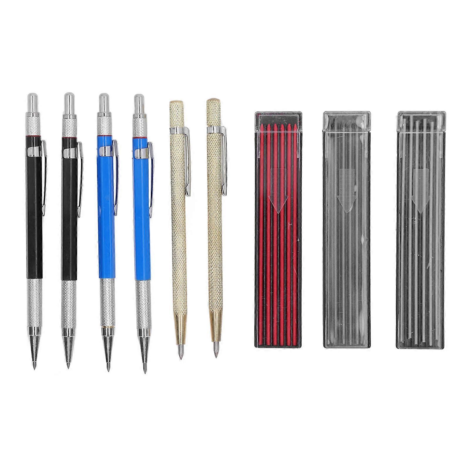 Juego de lápices de carpintero 2 Scribers 36 Recambios 4 Juego de lápices totalmente metálicos para carpintería 2mm