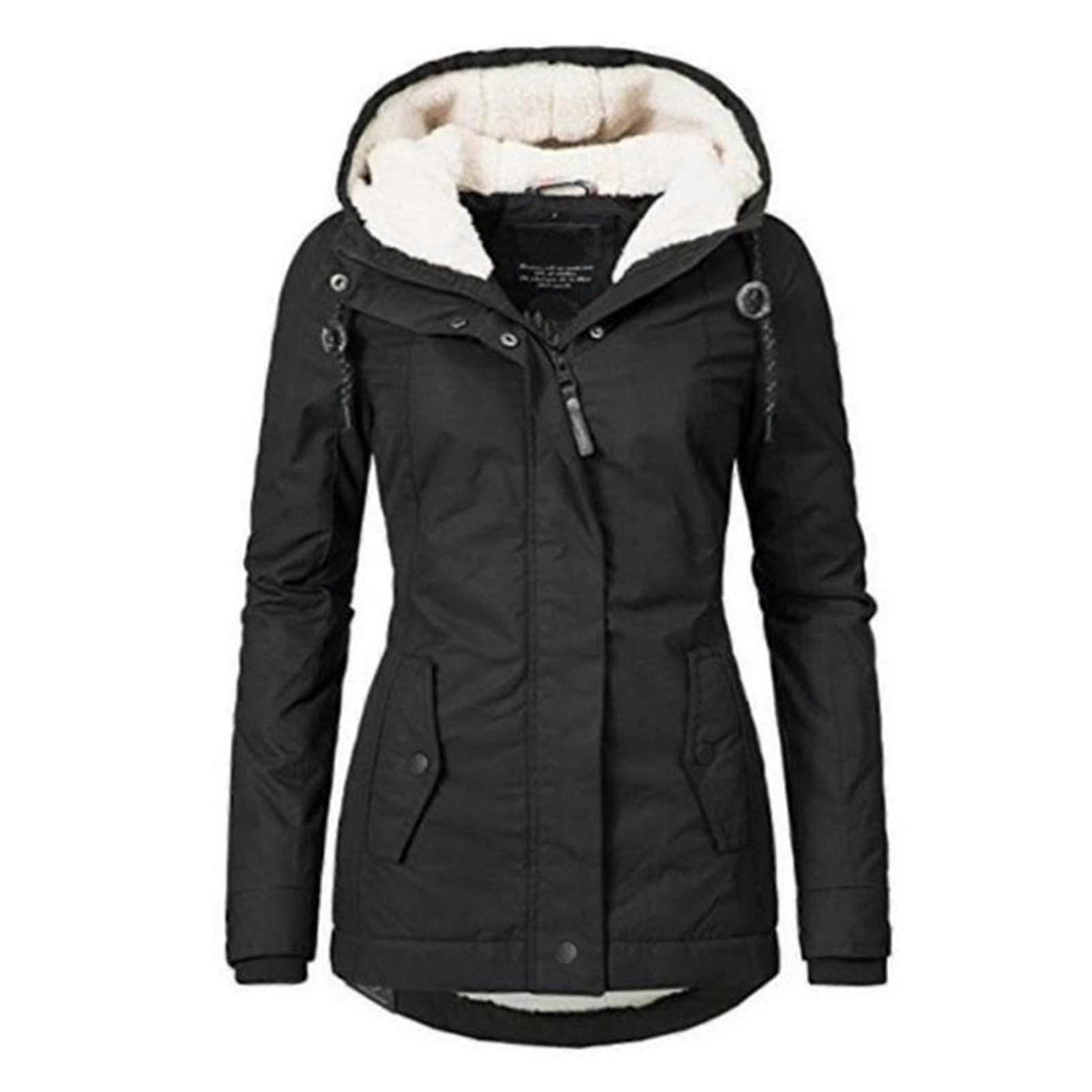 Waterproof Warm Hooded Winter Coat Thickend Fleece Lined Cotton Coat For Women