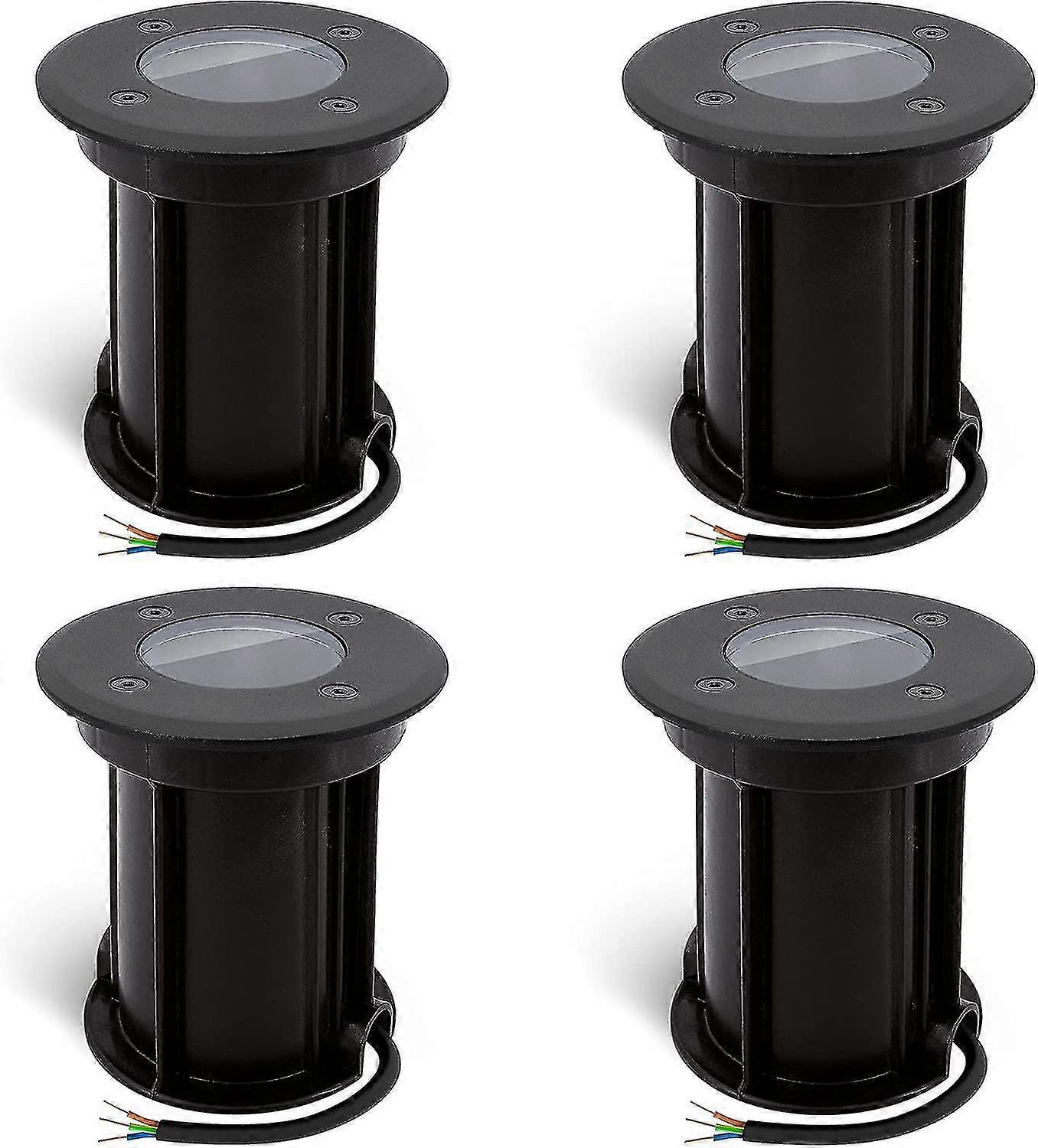 Boru Set Of 4 Round Outdoor Recessed Ground Spotlights With Gu10 Socket (interchangeable) Ip67