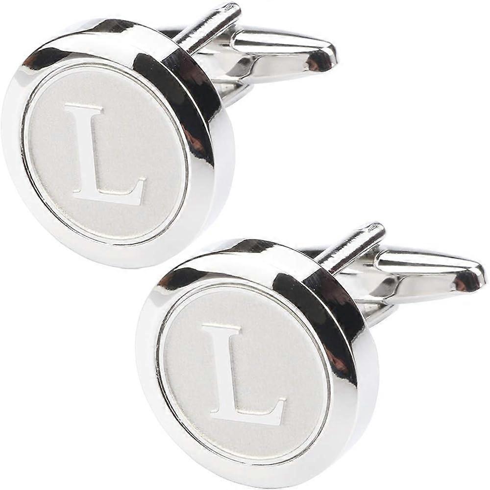 Cufflinks for Men Shirt - Personalized Initials Alphabet A-Z - Silver