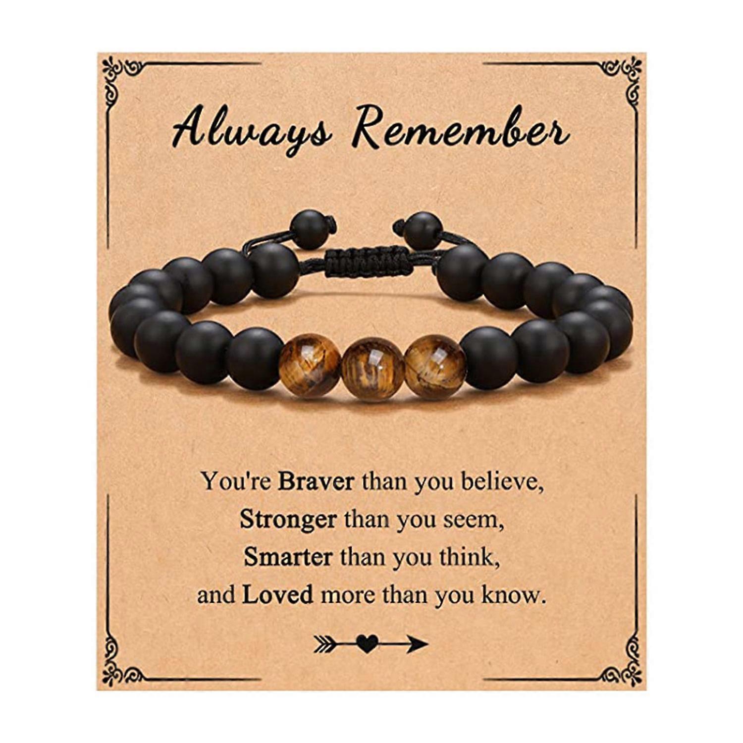 Beads Bracelet Natural Stone Matte Black Rock Elastic Bangle Adjustable Comfortable for