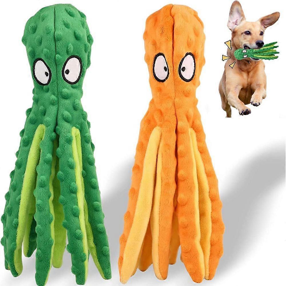 A pack of 2 dogs without fillers squeak toy octopus chewing paper interactive plush small and medium pets training durable dental bone