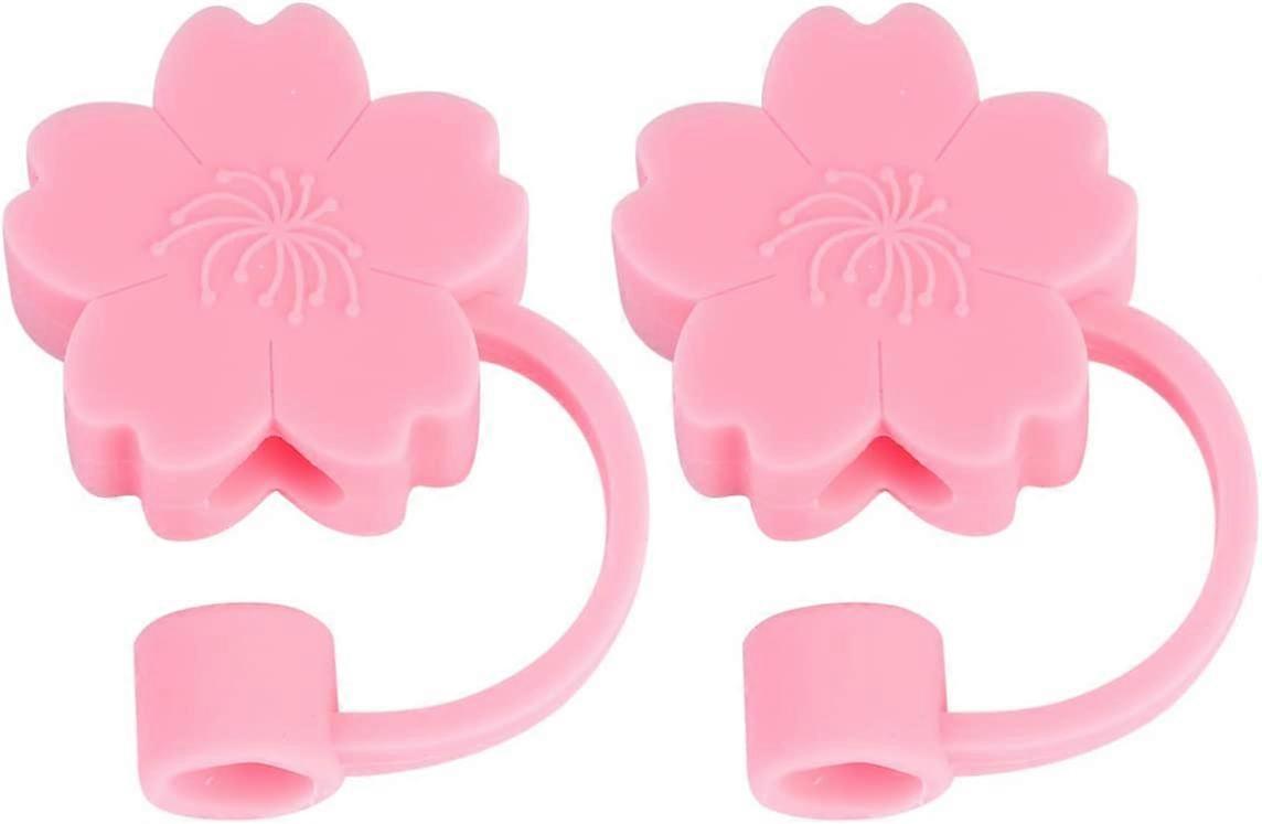 2 Pieces Adorable Straw Cover Silicone Cute Reusable Drinking Straw Tips(strawberry)