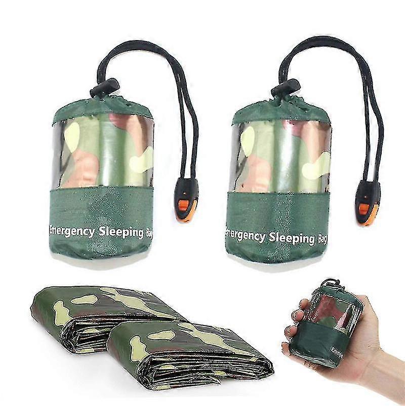 Overlevelse sovepose, nødpose til udendørs camping, 2pcs