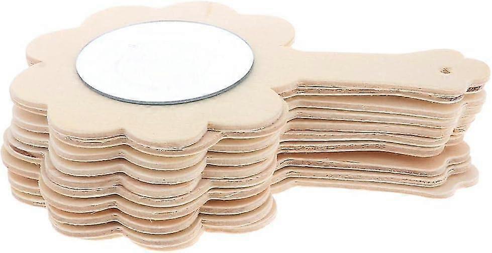 10 قطع مرآة خشبية طبيعية غير مكتملة للأطفال DIY اليدوية ألعاب الحرفية - عباد الشمس