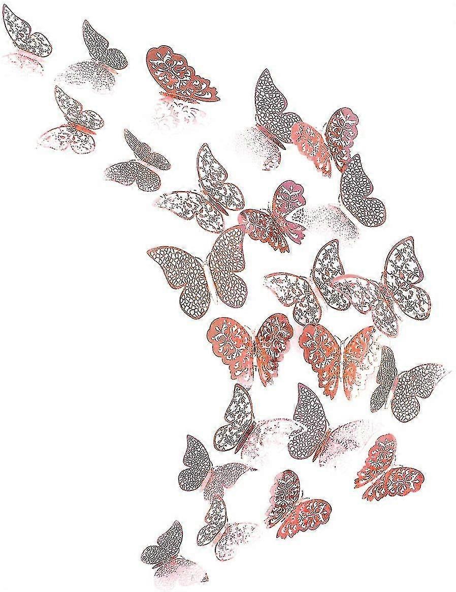 Rose Gold Butterfly Decorations Stickers 3d Butterfies Wall Decor Diy Home Decorations Removable Wall Decals Murals For Home Living Room Babys Bedroom